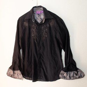 Jimi Hendrix Collectible Men's Shirt Long Sleeve Black and Silver